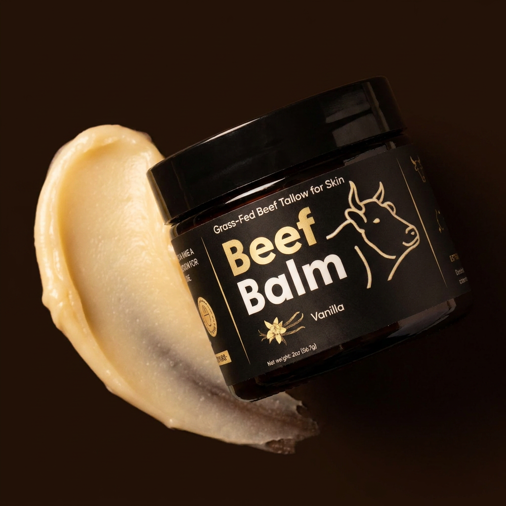Beef Tallow for Skin (Vanilla) - 100% Grass-Fed Tallow Balm & Moisturizer for Face & Body