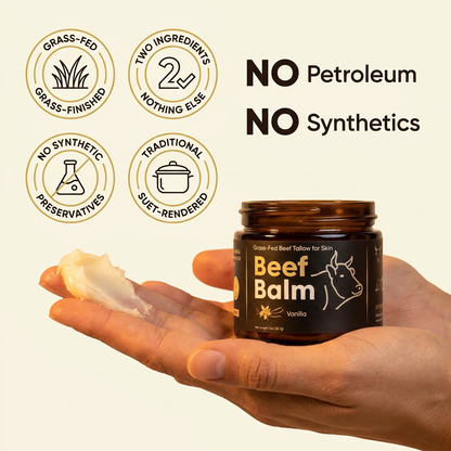 Beef Tallow for Skin (Vanilla) - 100% Grass-Fed Tallow Balm & Moisturizer for Face & Body