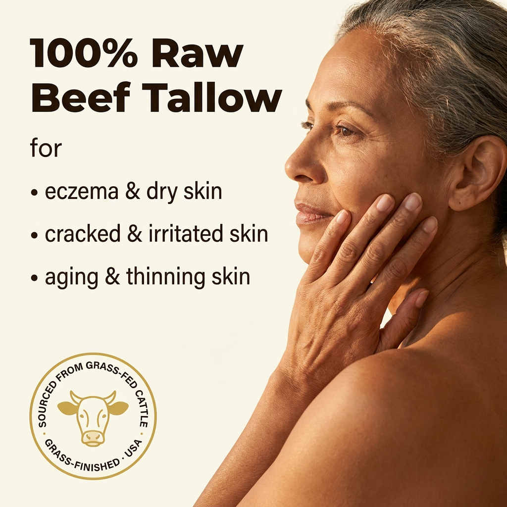 Beef Tallow for Skin (Vanilla) - 100% Grass-Fed Tallow Balm & Moisturizer for Face & Body